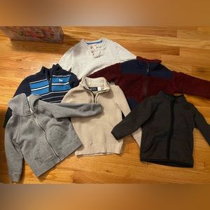 Lot of six jackets, hoodies, and sweaters. All size 2T.